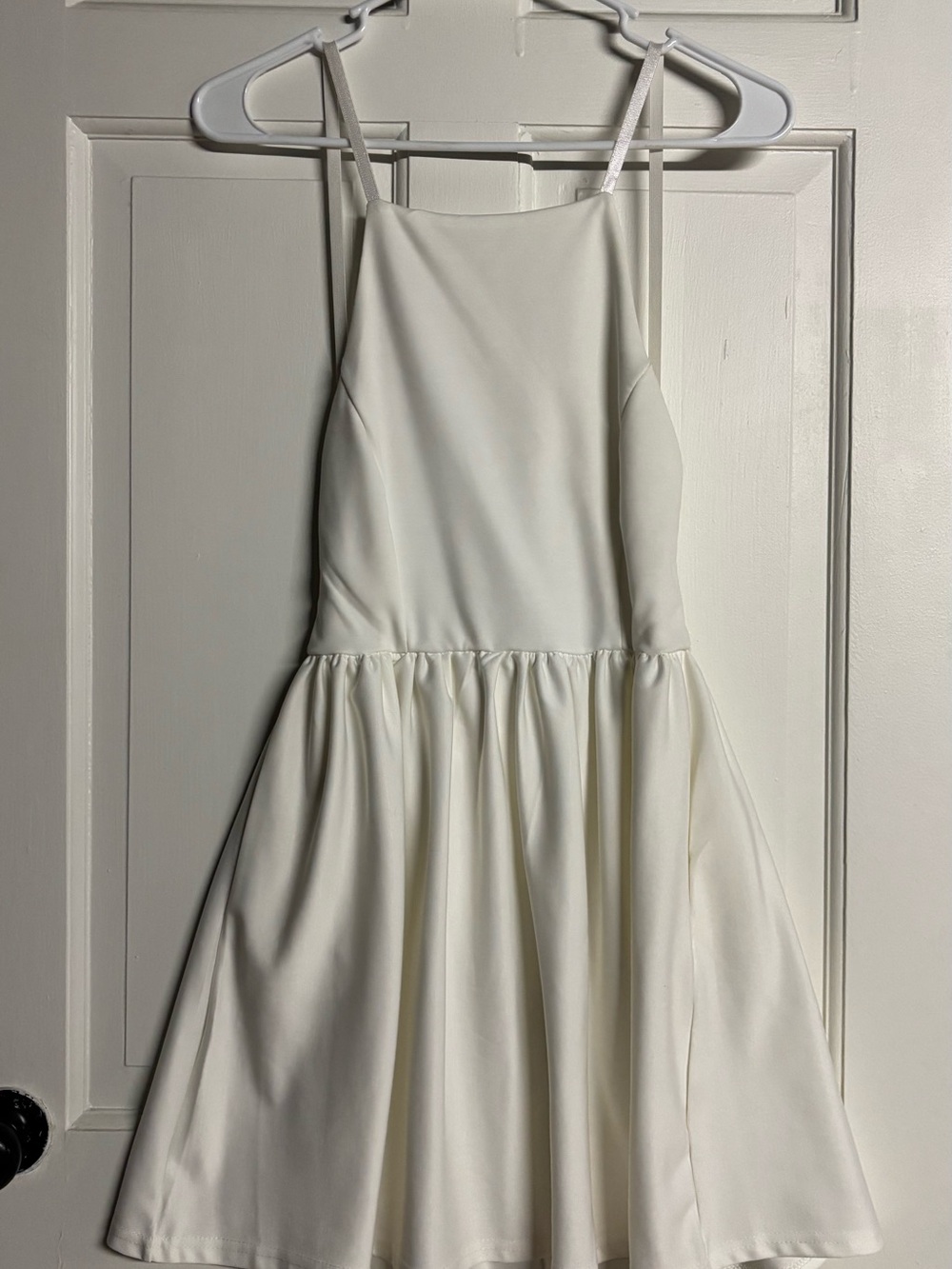 Fancyinn White Mini Spaghetti-Strap Fit & Flare Dress